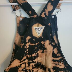 Oshkosh KIDS vintage overalls Bibs Size‎ 14 Bleached Black  Made In USA